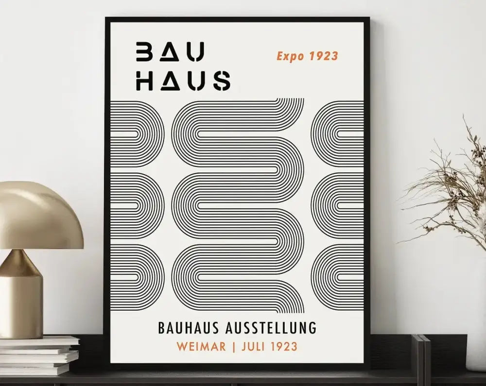 Bauhaus teal & light blue geometric canvas poster living room decor