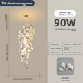 Luxury white & gold ginkgo leaf chandelier for staircase and lobby