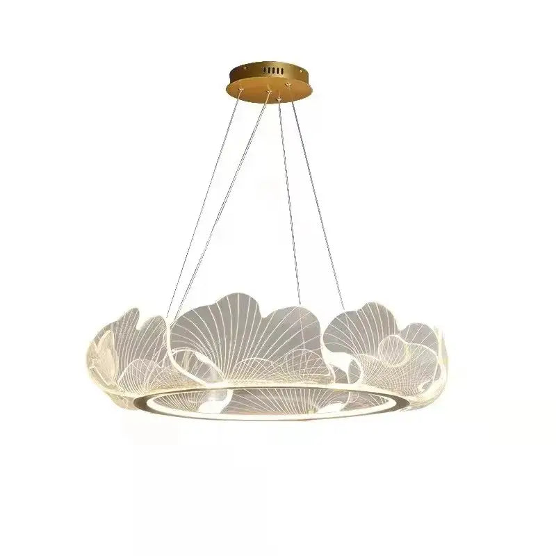 Modern gold ginkgo leaf chandelier dining room pendant light