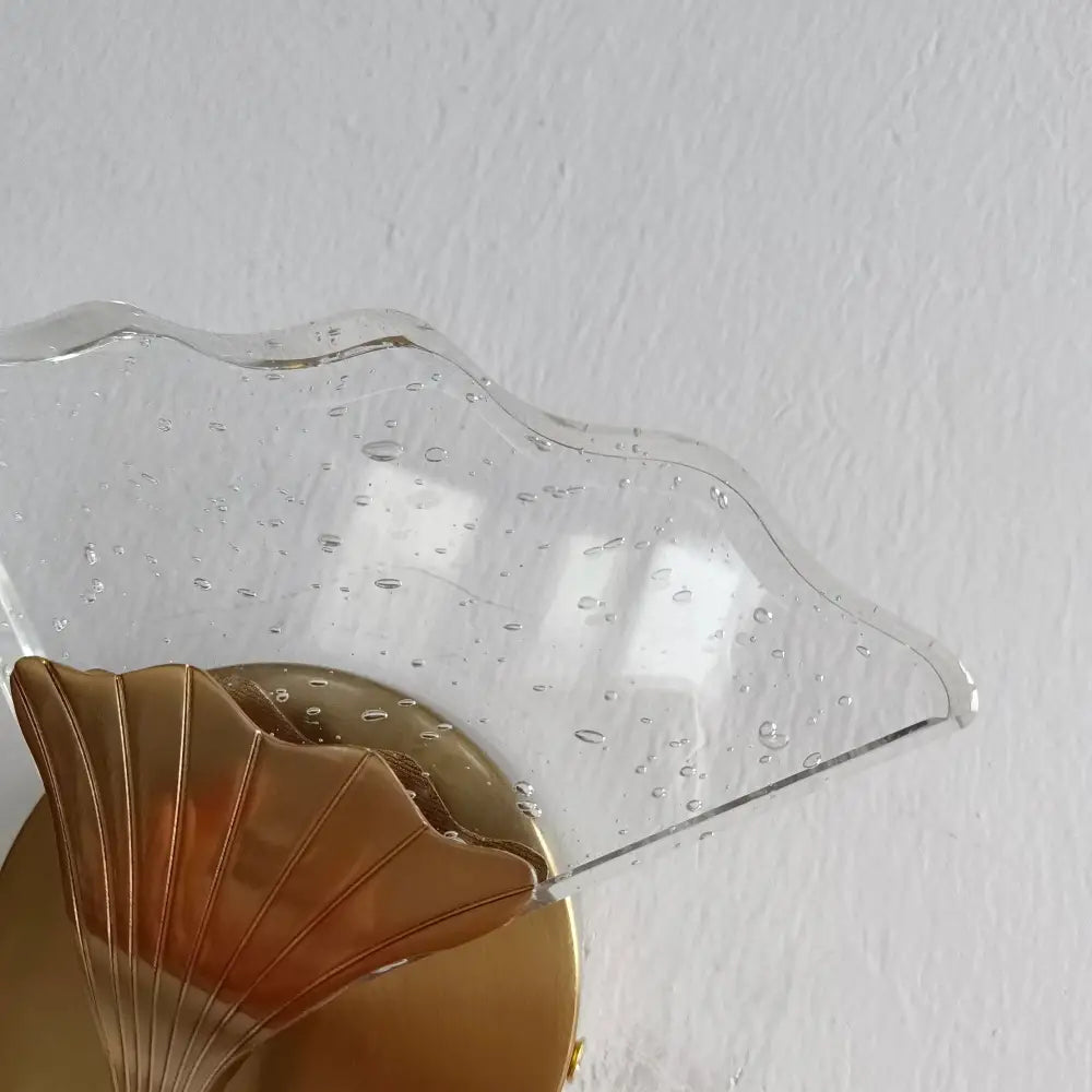Modern gold ginkgo leaf wall lights bedroom starry glass sconce