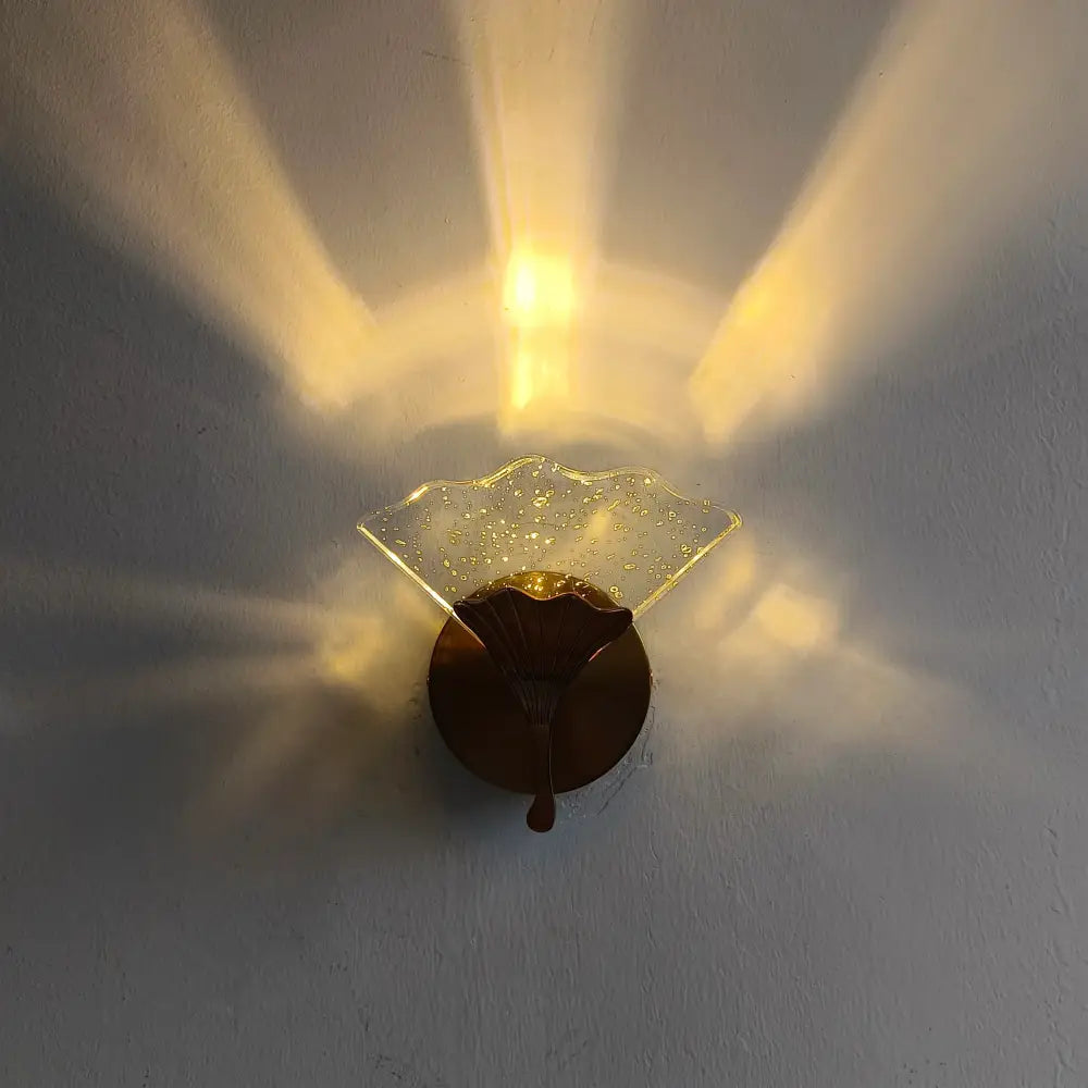 Modern gold ginkgo leaf wall lights bedroom starry glass sconce