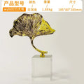 Modern gold ginkgo leaf metal sculpture living room decor accent