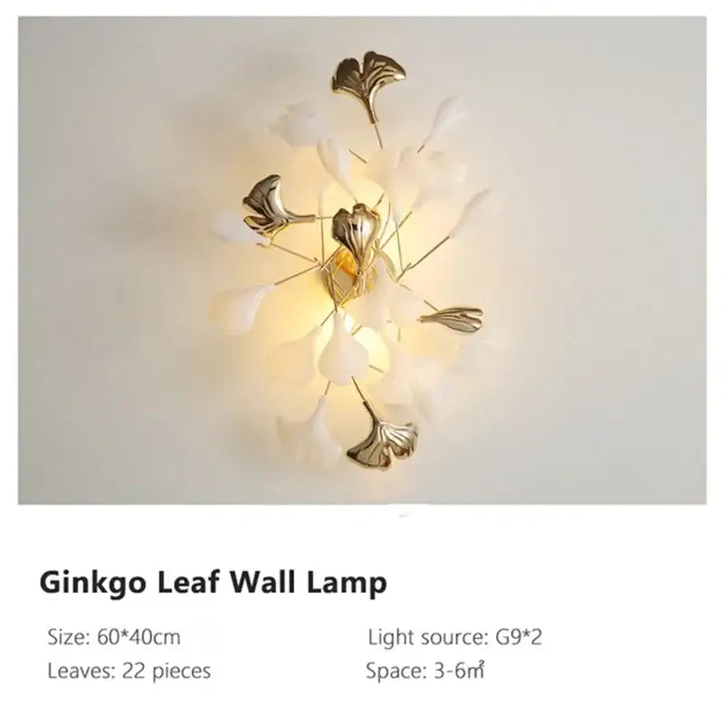 Nordic white & gold ginkgo leaf pendant chandelier dining room