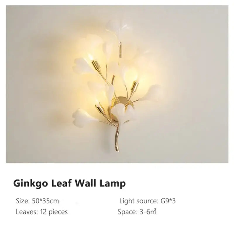 Nordic white & gold ginkgo leaf pendant chandelier dining room