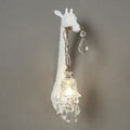 White giraffe resin wall lamp with crystal pendant bedroom sconce