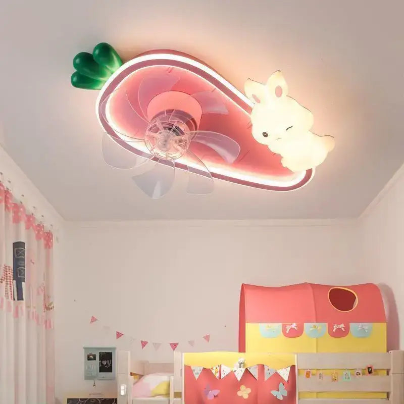 Rabbit carrot pink & green fan light decorbites girls bedroom