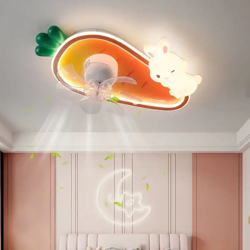 Rabbit carrot pink & green fan light decorbites girls bedroom