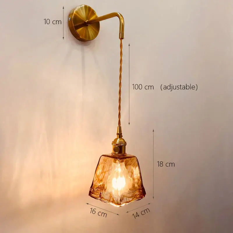 Vintage brass and green glass adjustable led wall light bedroom