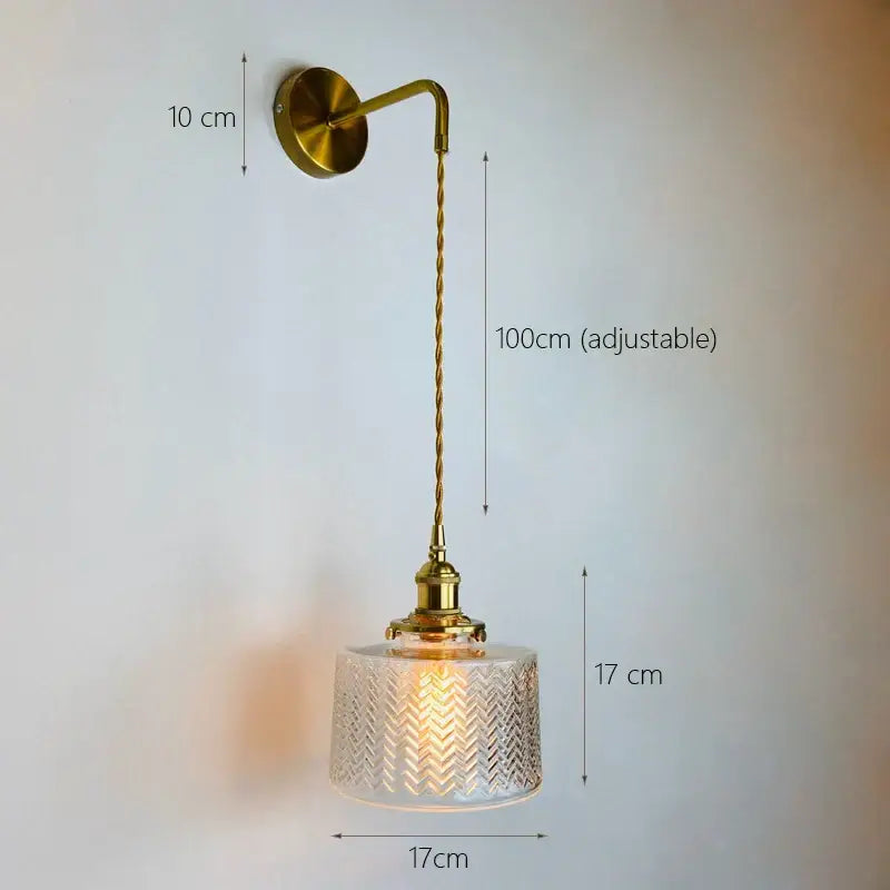 Vintage brass and green glass adjustable led wall light bedroom
