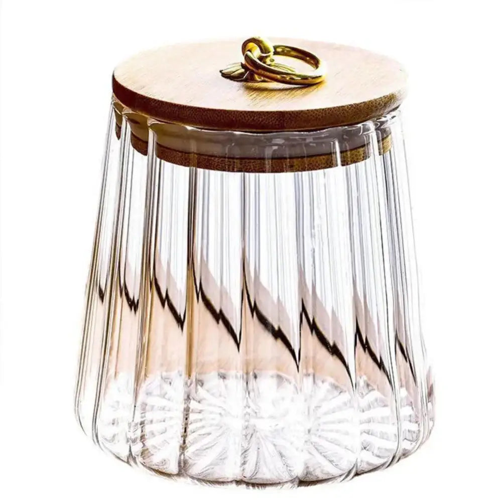 Decorbites glass airtight canister with wooden lid kitchen storage jar