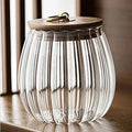 Decorbites glass airtight canister with wooden lid kitchen storage jar