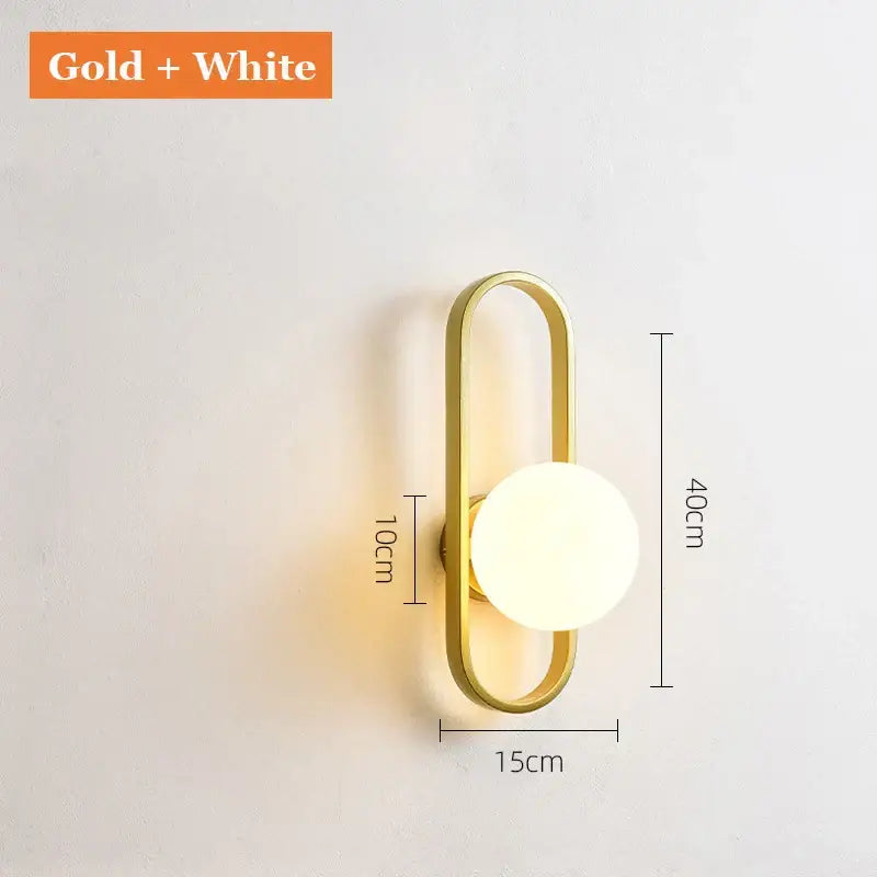 Modern minimalist black & gold glass aisle wall lamp bedroom sconce