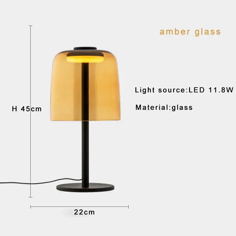 Sleek amber green led table lamp for bedroom decor