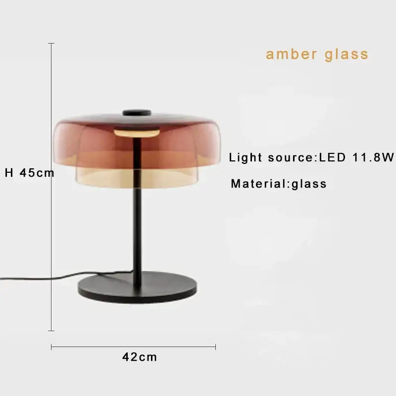 Sleek amber green led table lamp for bedroom decor