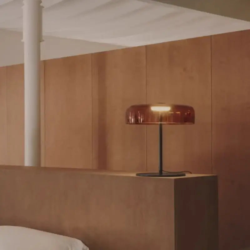 Sleek amber green led table lamp for bedroom decor