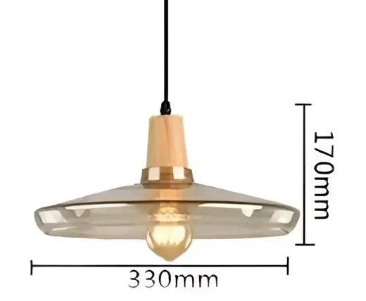 Modern retro smoked glass and wood pendant light dining room set