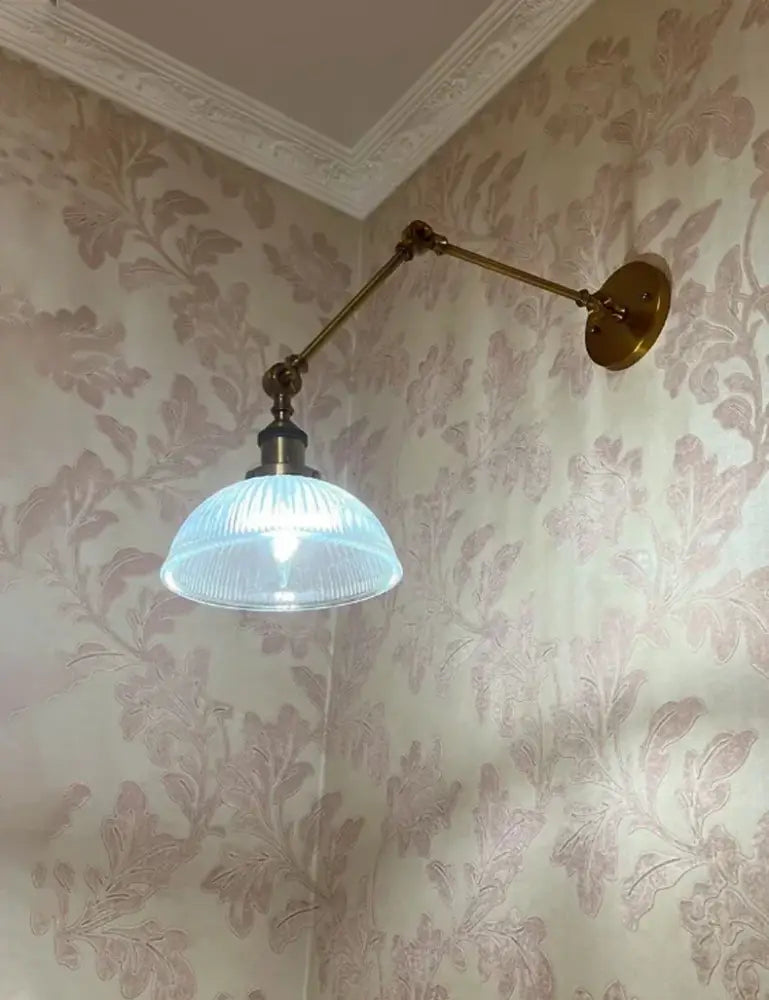 Vintage black & gold glass arm wall lamp – bedroom sconce