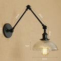 Vintage black & gold glass arm wall lamp – bedroom sconce