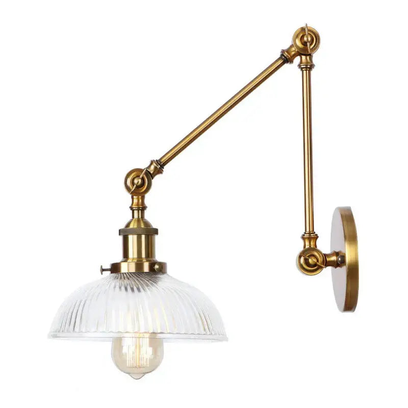 Vintage black & gold glass arm wall lamp – bedroom sconce