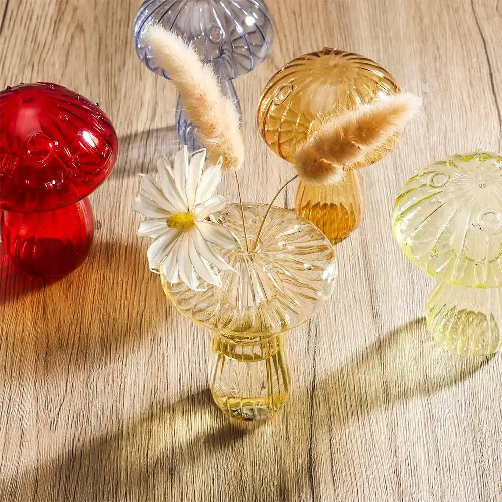 Mushroom ribbed glass aromatherapy vase living room decor