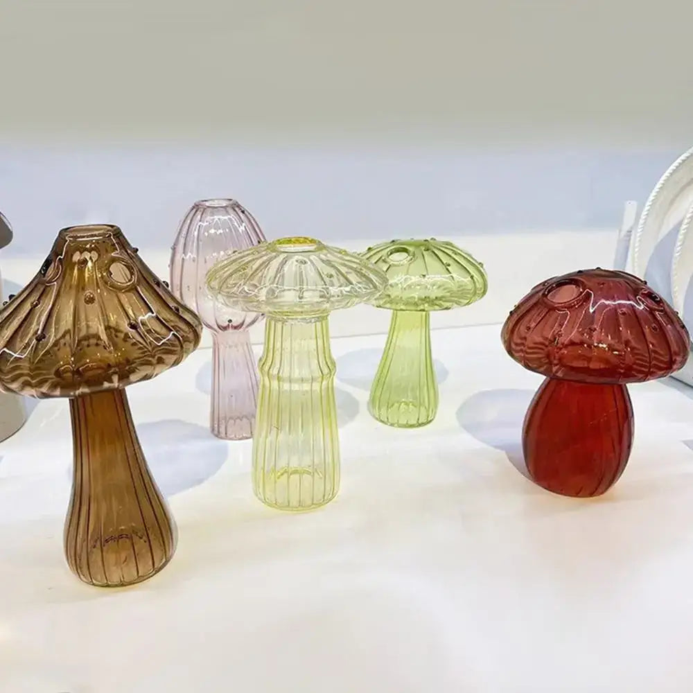 Mushroom ribbed glass aromatherapy vase living room decor
