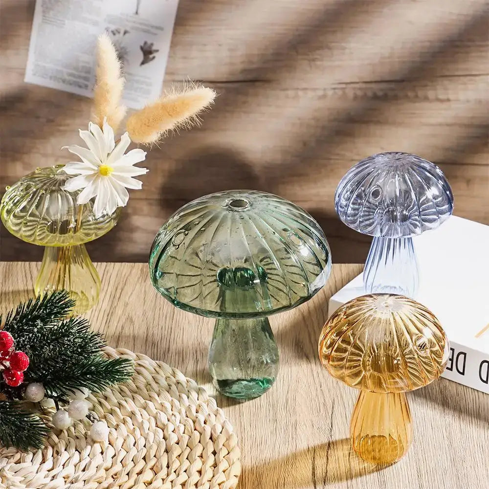 Mushroom ribbed glass aromatherapy vase living room decor