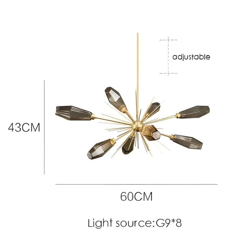 Modern gold starburst glass art chandelier living room light