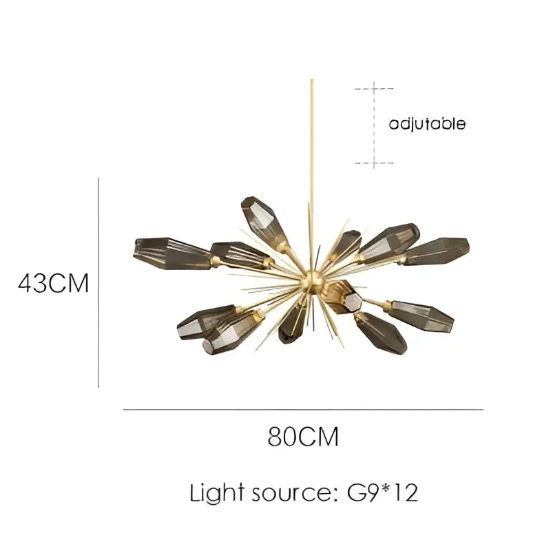 Modern gold starburst glass art chandelier living room light