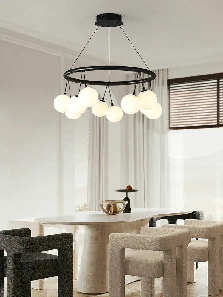 Decorbites glass art black frosted globe chandelier living room