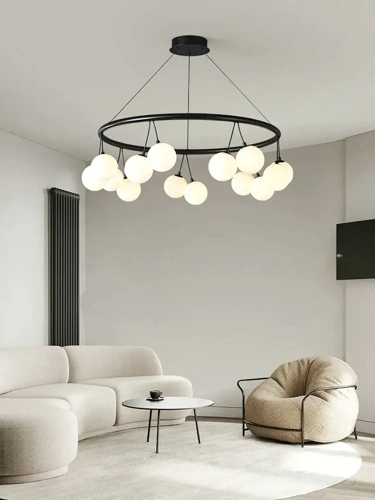 Decorbites glass art black frosted globe chandelier living room