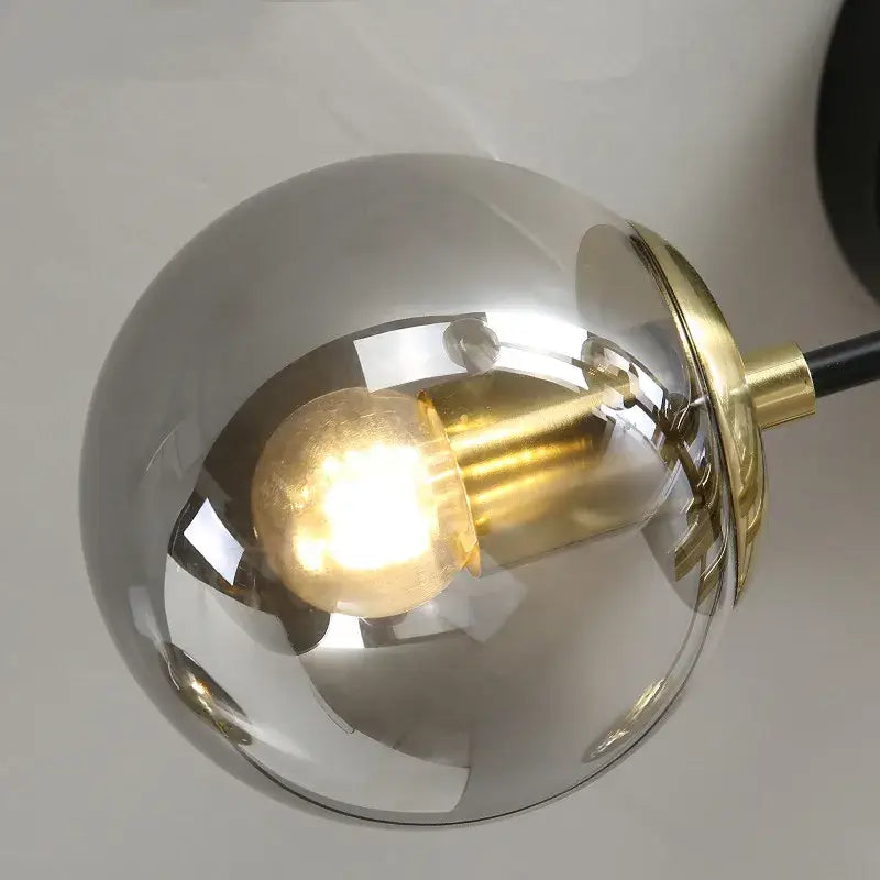 Modern glass ball black chandelier dining room gold accents