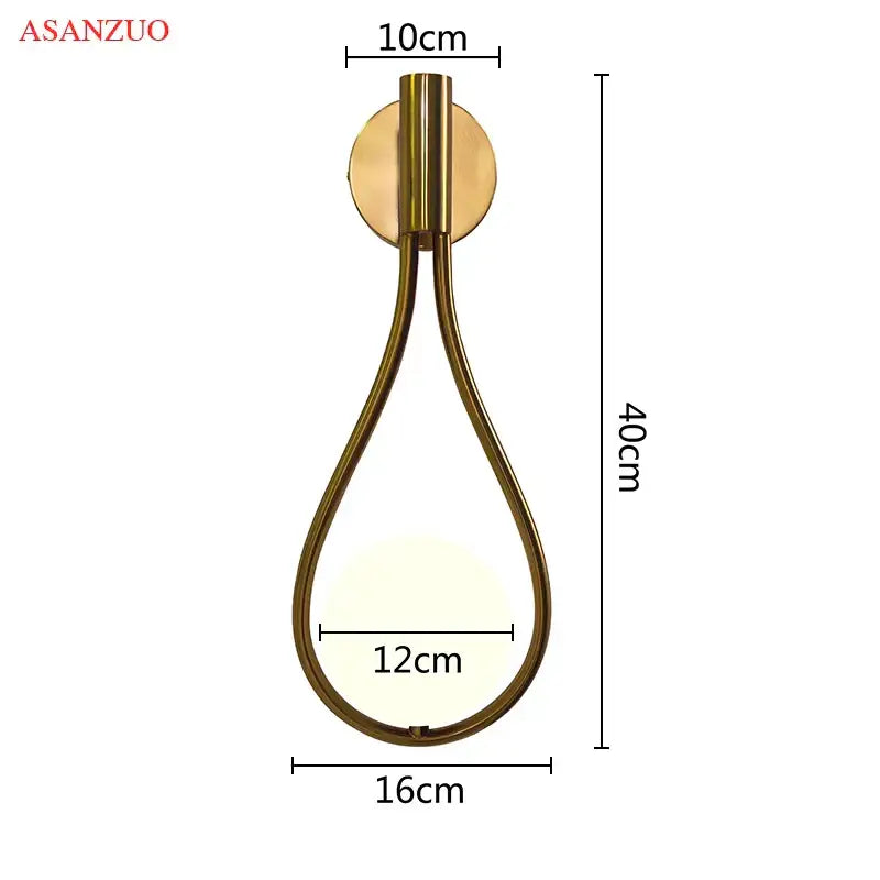 Elegant teardrop glass ball brass pendant light bedroom decor