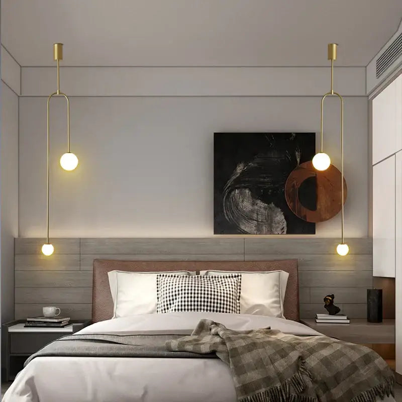 Minimalist glass ball brass pendant lights for bedroom lighting