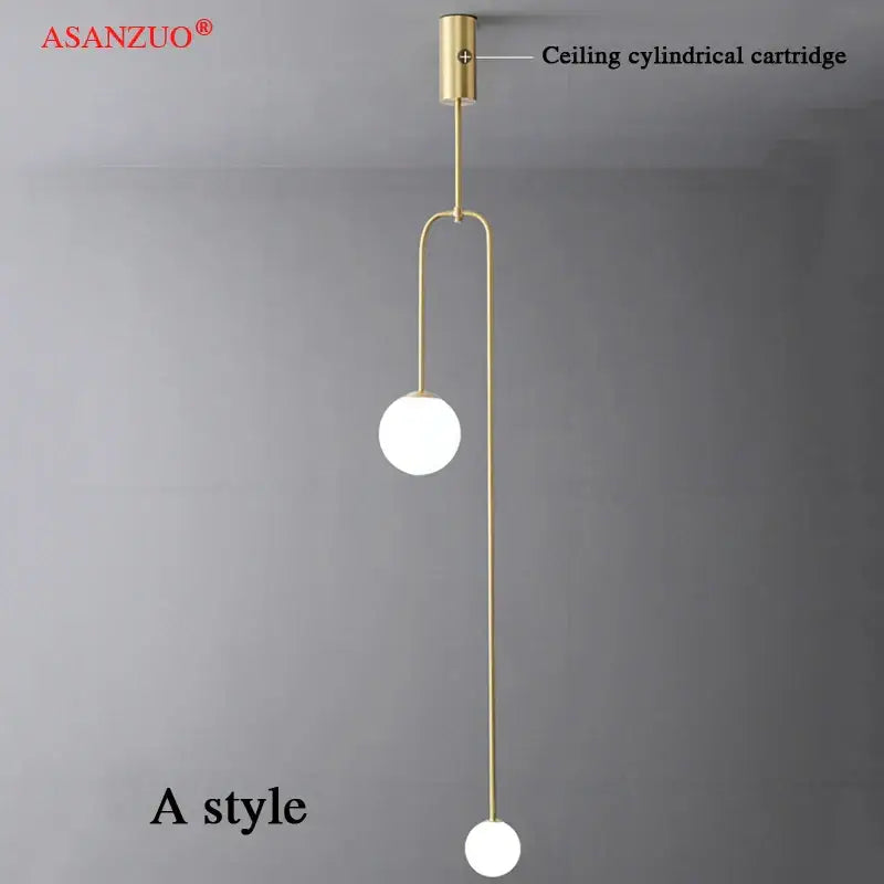 Minimalist glass ball brass pendant lights for bedroom lighting