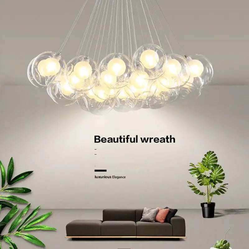 Modern glass bubble chandelier dining room pendant light