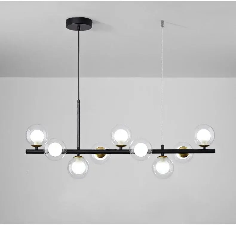 Modern black glass ball ceiling chandelier dining room light