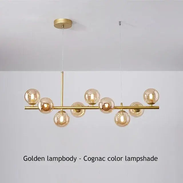 Modern black glass ball ceiling chandelier dining room light
