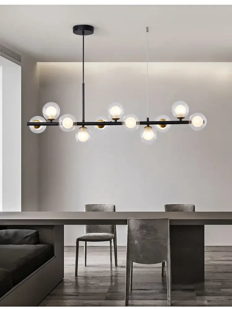 Modern black glass ball ceiling chandelier dining room light