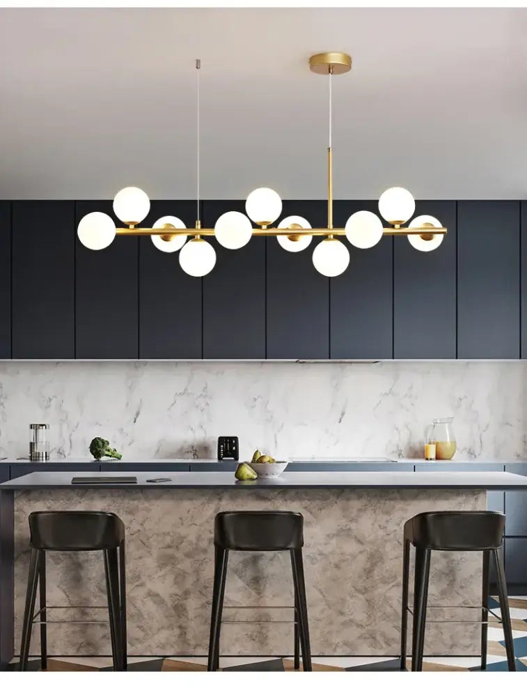Modern black glass ball ceiling chandelier dining room light