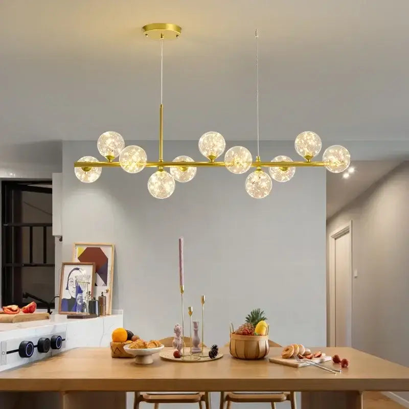 Modern gold glass ball ceiling chandelier dining room light