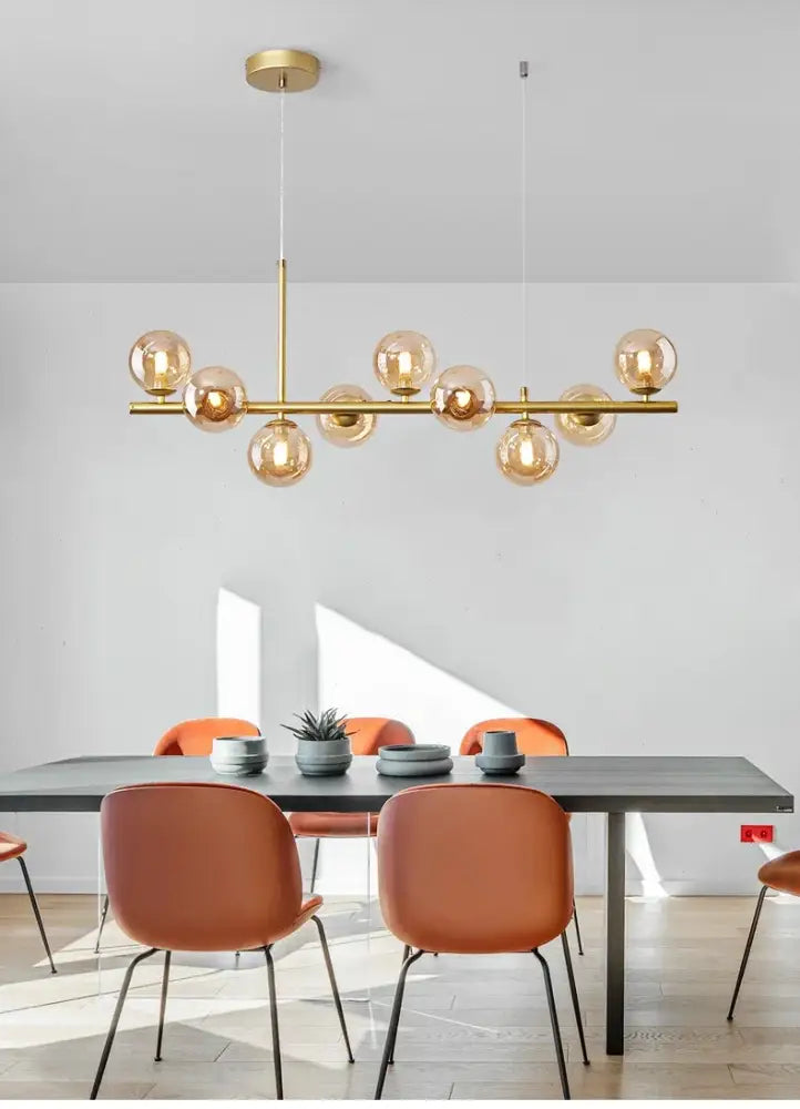 Modern gold glass ball ceiling chandelier dining room pendant light