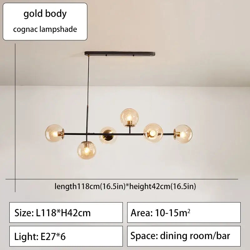 Modern black glass ball ceiling chandelier dining room