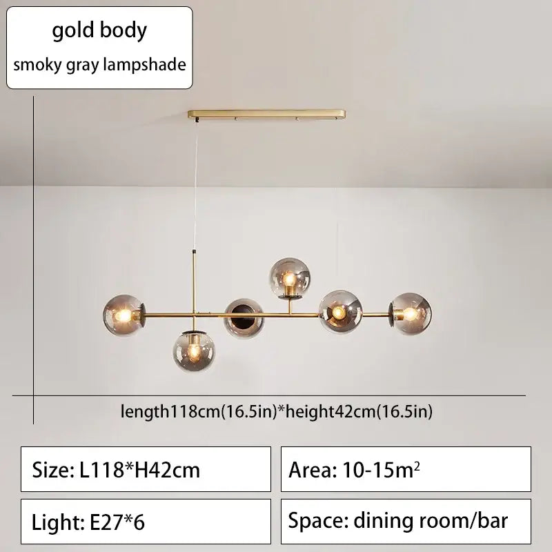 Modern black glass ball ceiling chandelier dining room
