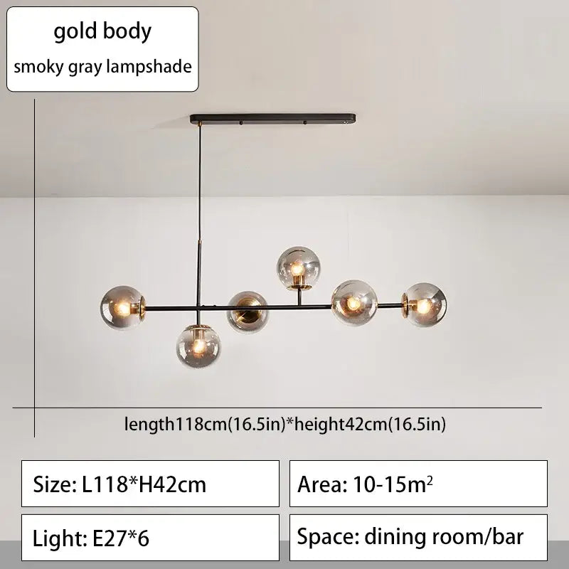 Modern black glass ball ceiling chandelier dining room