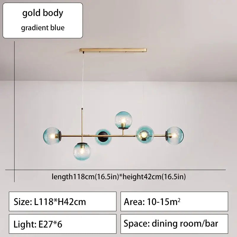 Modern black glass ball ceiling chandelier dining room