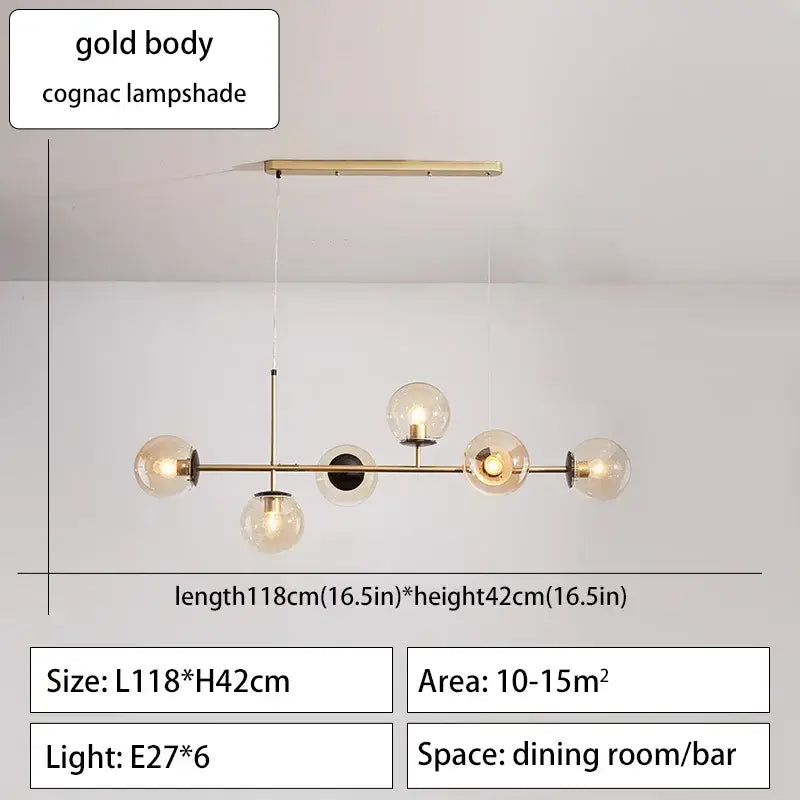 Modern black glass ball ceiling chandelier dining room