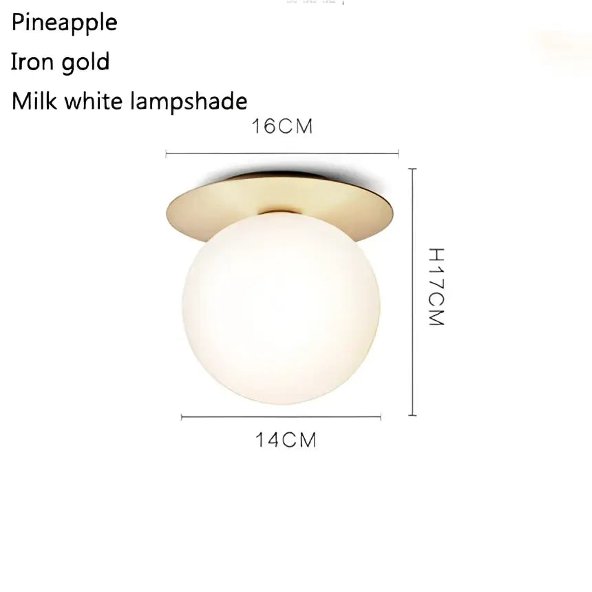 Modern gold glass ball ceiling lamp hallway light