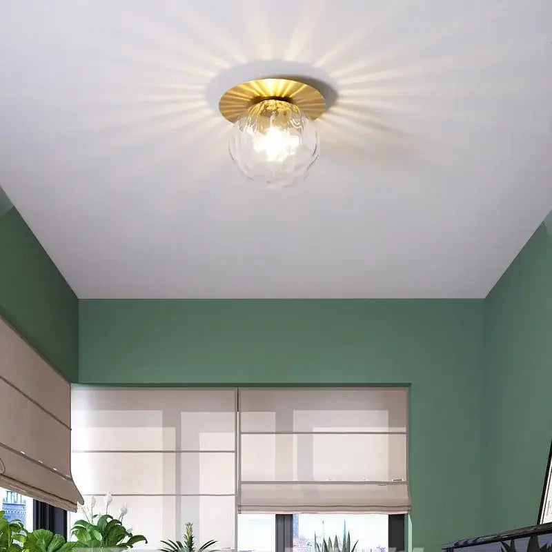 Modern gold glass ball ceiling lamp hallway light