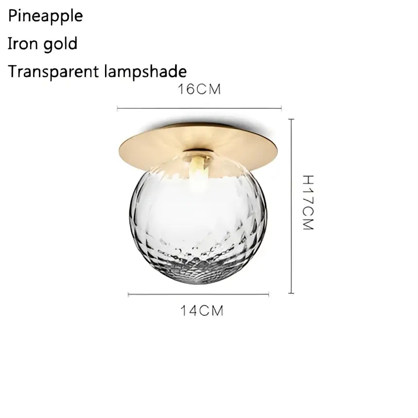 Modern gold glass ball ceiling lamp hallway light