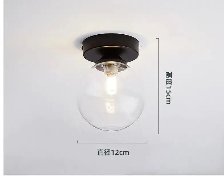 Modern brass & black glass ball ceiling light for living room